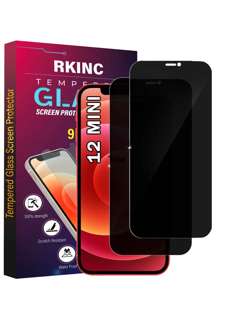 RKINC Screen Protector [2-Pack] for iPhone 12 Mini, Privacy Tempered Glass Film Screen Protector, [Anti Spy][Anti-Scratch][Bubble-Free] - Image 1
